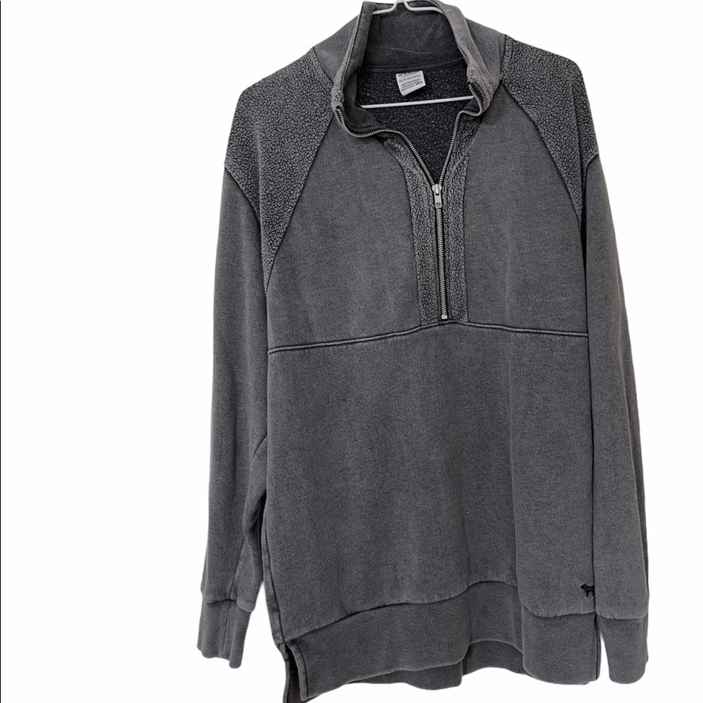 Pink - charcoal Black 3/4 zipper sweater
